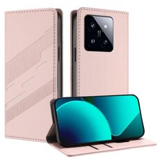 Per Xiaomi 14 Pro 5G Global Embossed Multi-funzionale Portafoglio Retro Custodia per telefono in pelle (Rosa)