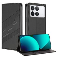 Per Xiaomi 14T 5G Global Embossed Multi-funzionale Portafoglio Retro Custodia in Pelle per Telefono (Nero)