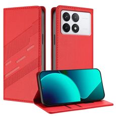Per Xiaomi 14T 5G Global Embossed Multi-funzionale Portafoglio Retro Custodia per telefono in pelle (rosso)