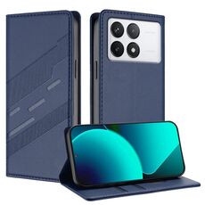 Per Xiaomi 14T 5G Global Embossed Multi-funzionale Portafoglio Retro Custodia per telefono in pelle (blu scuro)