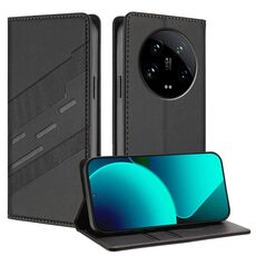 Per Xiaomi 14 Ultra 5G Global Embossed Multi-funzionale Portafoglio Retro Custodia per Telefono in Pelle (Nero)