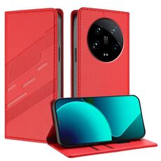 Per Xiaomi 14 Ultra 5G Global Embossed Multi-funzionale Portafoglio Retro Custodia in Pelle per Telefono (Rosso)
