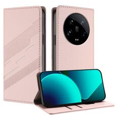 Per Xiaomi 14 Ultra 5G Global Embossed Multi-funzionale Portafoglio Retro Custodia in Pelle per Telefono (Rosa)
