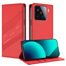 Per Xiaomi 15 Custodia per telefono in pelle retrò con portafoglio multifunzionale in rilievo (rosso)