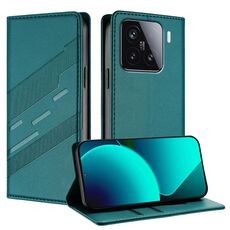 Per Xiaomi 15 Custodia per telefono in pelle retrò con portafoglio multifunzionale in rilievo (verde scuro)