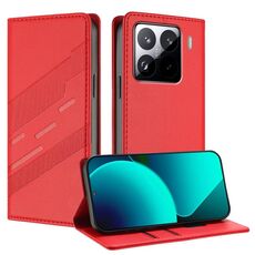 Per Xiaomi 15 Pro Custodia per telefono in pelle retrò con portafoglio multifunzionale in rilievo (rosso)
