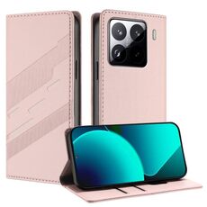 Per Xiaomi 15 Pro Custodia per telefono in pelle retrò con portafoglio multifunzionale in rilievo (rosa)