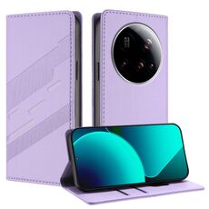 Per Xiaomi 15 Ultra Embossed Multi-funzionale Portafoglio Retro Custodia in Pelle per Telefono (Viola Chiaro)