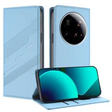 Per Xiaomi 15 Ultra Embossed Multi-funzionale Portafoglio Retro Custodia in Pelle per Telefono (Blu Chiaro)