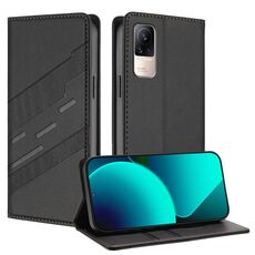 Per Xiaomi Civi / Civi 1S Portafoglio multifunzionale in rilievo Custodia per telefono in pelle retrò (nero)