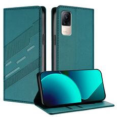 Per Xiaomi Civi / Civi 1S Custodia per telefono in pelle retrò a portafoglio multifunzionale in rilievo (verde scuro)
