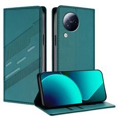 Per Xiaomi Civi 3 5G Custodia per telefono in pelle retrò con portafoglio multifunzionale in rilievo (verde scuro)