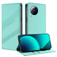 Per Xiaomi Civi 3 5G Custodia per telefono in pelle retrò con portafoglio multifunzionale in rilievo (verde menta)