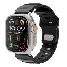 Per Apple Watch 42mm / 41mm / 40mm / 38mm Cinturino per orologio in gomma fluorurata con fibbia inversa tinta unita (nero)
