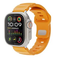 Per Apple Watch 42mm / 41mm / 40mm / 38mm Cinturino per orologio in gomma fluorurata con fibbia inversa tinta unita (giallo)