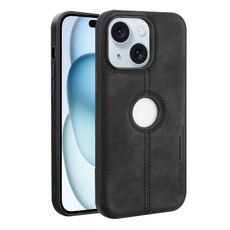 Per iPhone 15 Custodia per telefono in pelle Crazy Horse Back Cover (Nero)