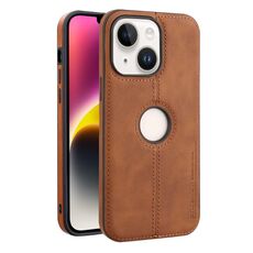 Per iPhone 14 Plus Crazy Horse Custodia per telefono in pelle con retro in pelle (marrone chiaro)