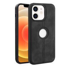 Per iPhone 12 Custodia per telefono con cover posteriore in pelle Crazy Horse (nera)