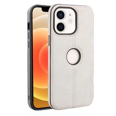 Per iPhone 12 Crazy Horse Custodia per telefono in pelle con retro in silicone (grigio)