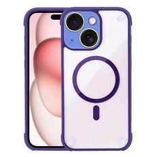 Per iPhone 15 Custodia per telefono ibrida in acrilico TPU magnetico antiurto MagSafe (viola scuro)