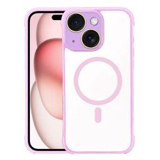 Per iPhone 15 Custodia per telefono ibrida in acrilico TPU magnetico antiurto MagSafe (rosa)