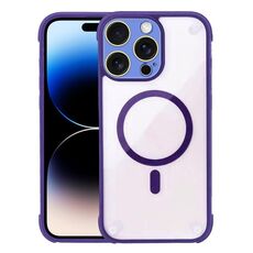 Per iPhone 14 Pro Custodia per telefono ibrida in acrilico TPU magnetico antiurto MagSafe (viola scuro)