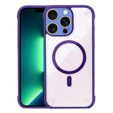 Per iPhone 13 Pro Max Custodia per telefono ibrida in acrilico TPU magnetico antiurto MagSafe (viola scuro)