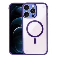 Per iPhone 12 Pro Max Custodia per telefono ibrida in acrilico TPU magnetico antiurto MagSafe (viola scuro)
