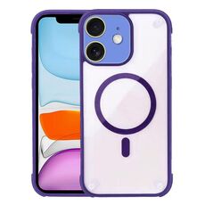 Per iPhone 11 Custodia per telefono ibrida in acrilico TPU magnetico antiurto MagSafe (viola scuro)