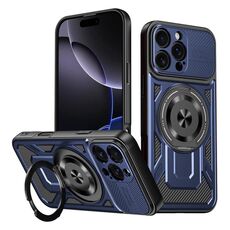 Per iPhone 16 Pro Max Custodia per telefono MagSafe con supporto rotante Armor (blu)