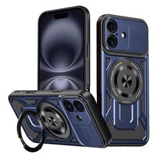 Per iPhone 16 Plus Custodia per telefono con supporto rotante MagSafe Armor (blu)