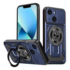Per iPhone 13 Custodia per telefono MagSafe con supporto rotante Armor (blu)