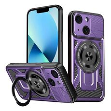Per iPhone 13 Custodia per telefono MagSafe con supporto rotante Armor (viola)