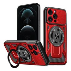 Per iPhone 12 Pro Armor Rotating Holder MagSafe Custodia per telefono (rosso)