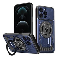 Per iPhone 12 Pro Armor Rotating Holder MagSafe Custodia per telefono (blu)