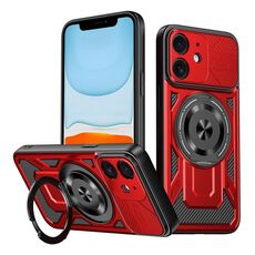Per iPhone 11 Custodia per telefono MagSafe con supporto girevole Armor (rosso)