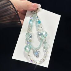 Catena per cellulare a forma di farfalla e perla (blu)