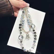 Catena per cellulare con farfalla e perle (grigio)