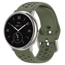 Per Amazfit Active 2 Holes Style 22mm Cinturino sportivo in silicone (verde militare)