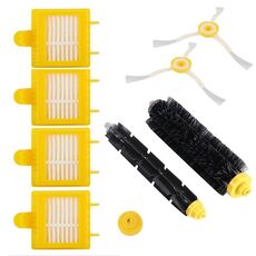 8 pezzi/set per iRobot Roomba serie 700/780 accessori per robot spazzatrici 4 filtri HEPA + 2 spazzole laterali + 1 paio di spazzole principali (giallo)