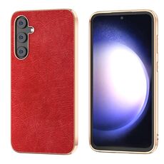 Custodia per telefono in PU con placcatura retrò Litchi Texture per Samsung Galaxy S23 FE 5G (rossa)