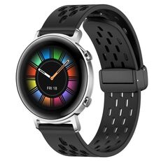 Per Huawei Watch GT2 42mm 20mm cinturino in silicone con chiusura magnetica pieghevole (nero)
