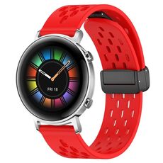 Per Huawei Watch GT2 42mm 20mm Cinturino in silicone con chiusura magnetica pieghevole (Rosso)