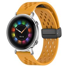 Per Huawei Watch GT2 42mm 20mm cinturino in silicone con chiusura magnetica pieghevole (giallo)