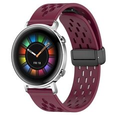 Per Huawei Watch GT2 42mm 20mm Cinturino in silicone con chiusura magnetica pieghevole (vino rosso)
