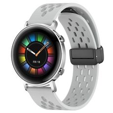 Per Huawei Watch GT2 42mm 20mm cinturino in silicone con chiusura magnetica pieghevole (grigio chiaro)