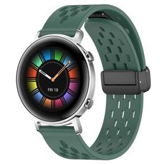 Per Huawei Watch GT2 42mm 20mm Cinturino in silicone con chiusura magnetica pieghevole (verde scuro)