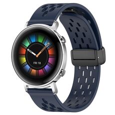 Per Huawei Watch GT2 42mm 20mm cinturino in silicone con chiusura magnetica pieghevole (blu notte)