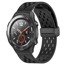 Per Huawei Watch 2 cinturino in silicone con chiusura magnetica pieghevole da 20 mm (nero)