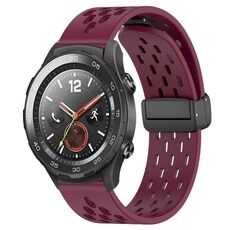 Per Huawei Watch 2 Cinturino in silicone con chiusura magnetica pieghevole da 20 mm (vino rosso)